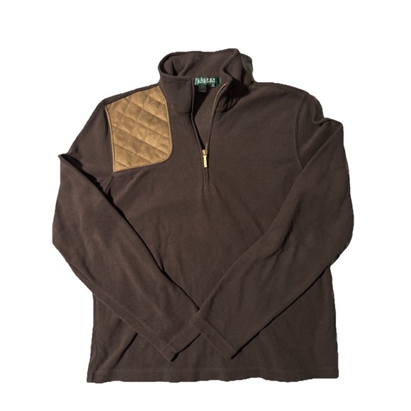 Lauren Ralph Lauren Other - Lauren Ralph Lauren Mens‎ Brown Fleece Quarter Zip Shooting Patch Pullover M